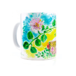 Tazza in ceramica lucida con disegno di un dammuso di pantelleria