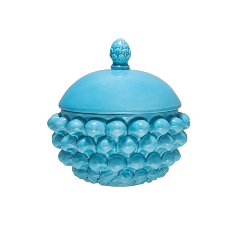 Centrotavola con Coperchio in ceramica di Caltagirone Azzurro Cielo S