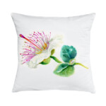 Cuscino in cotone con disegno ad acquerello di un cappero selvatico