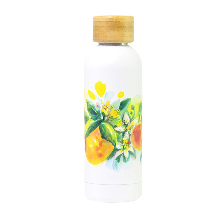 Bottiglia termica con disegno di arance in fiore