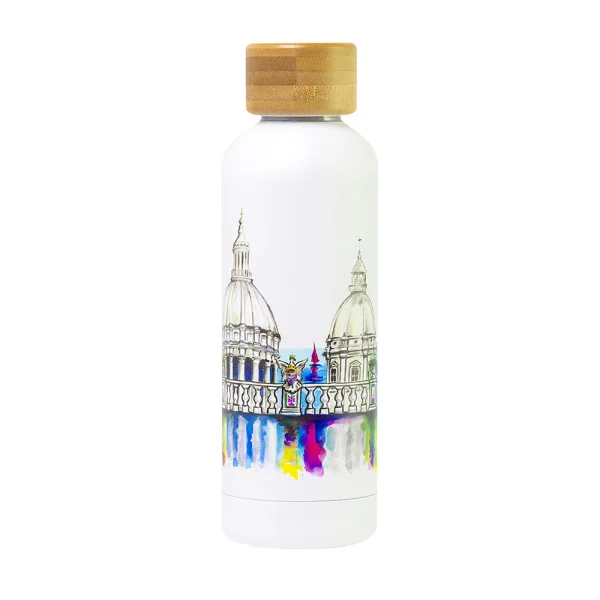 Bottiglia termica con disegno di vista sulle cupole della cittÃ