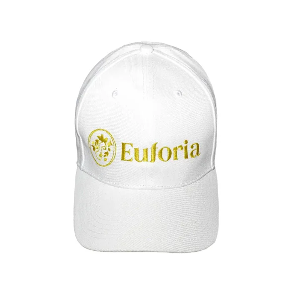 Cappellino bianco con ricamo colore oro