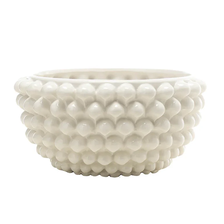 Centrotavola Bianco Puro L in ceramica di Caltagirone grande