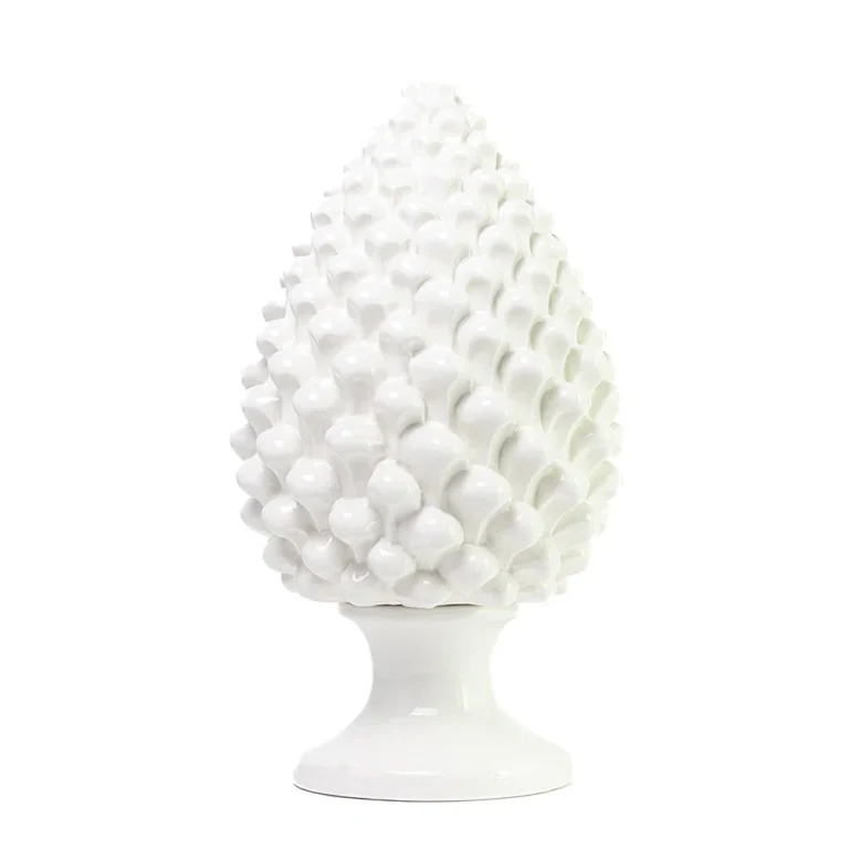Pigna da 40 cm Bianco in Ceramica di Caltagirone