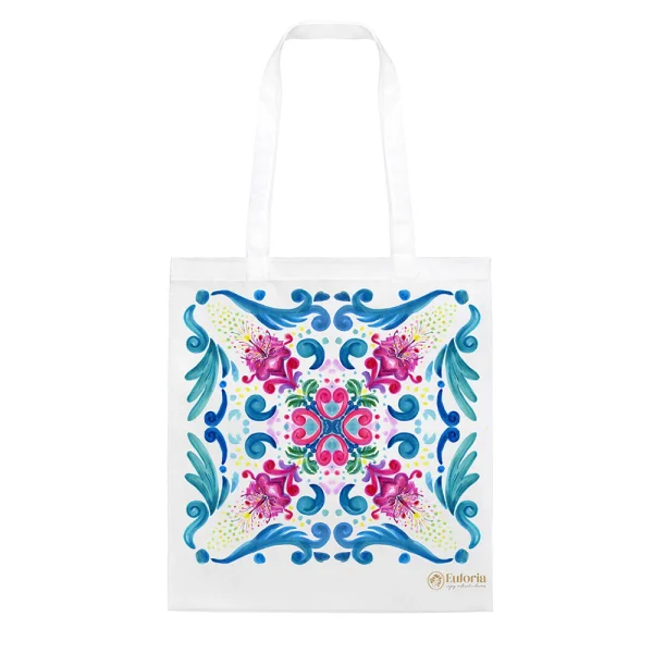 Shopping Bag con disegno di una maiolica siciliana