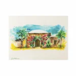 Tovaglietta in juta con disegno di un dammuso di pantelleria