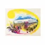 Tovaglietta in juta con disegno di un dammuso di pantelleria