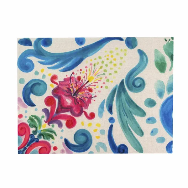 Tovaglietta in juta con disegno di una maiolica siciliana