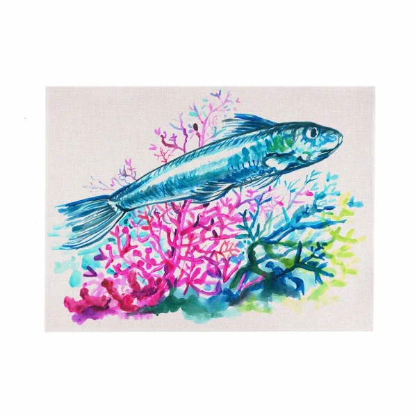Tovaglietta in juta con disegno di una sardina