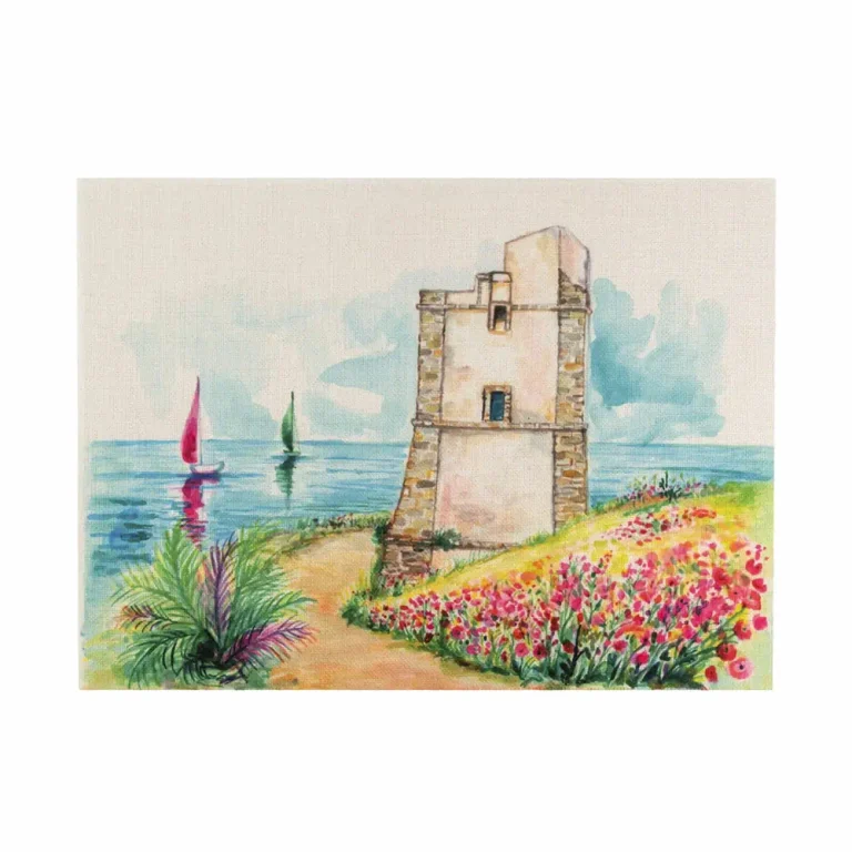 Tovaglietta in juta con disegno di una torre saracena