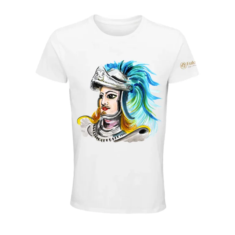 T-shirt bianca con disegno di un pupo siciliano