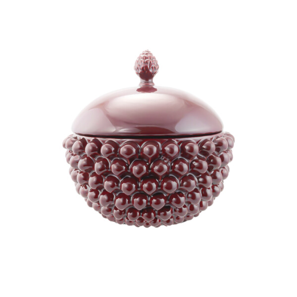 Centerpiece with Lid Burgundy Red M