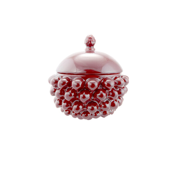 Centerpiece with Lid Burgundy Red
